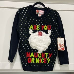 Ugly Tacky Christmas Great Christmas Sweater small are you Naughty or Nice? NWT